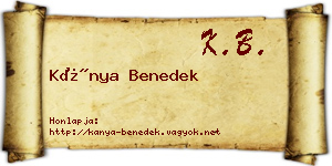 Kánya Benedek névjegykártya
