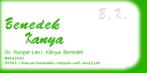 benedek kanya business card